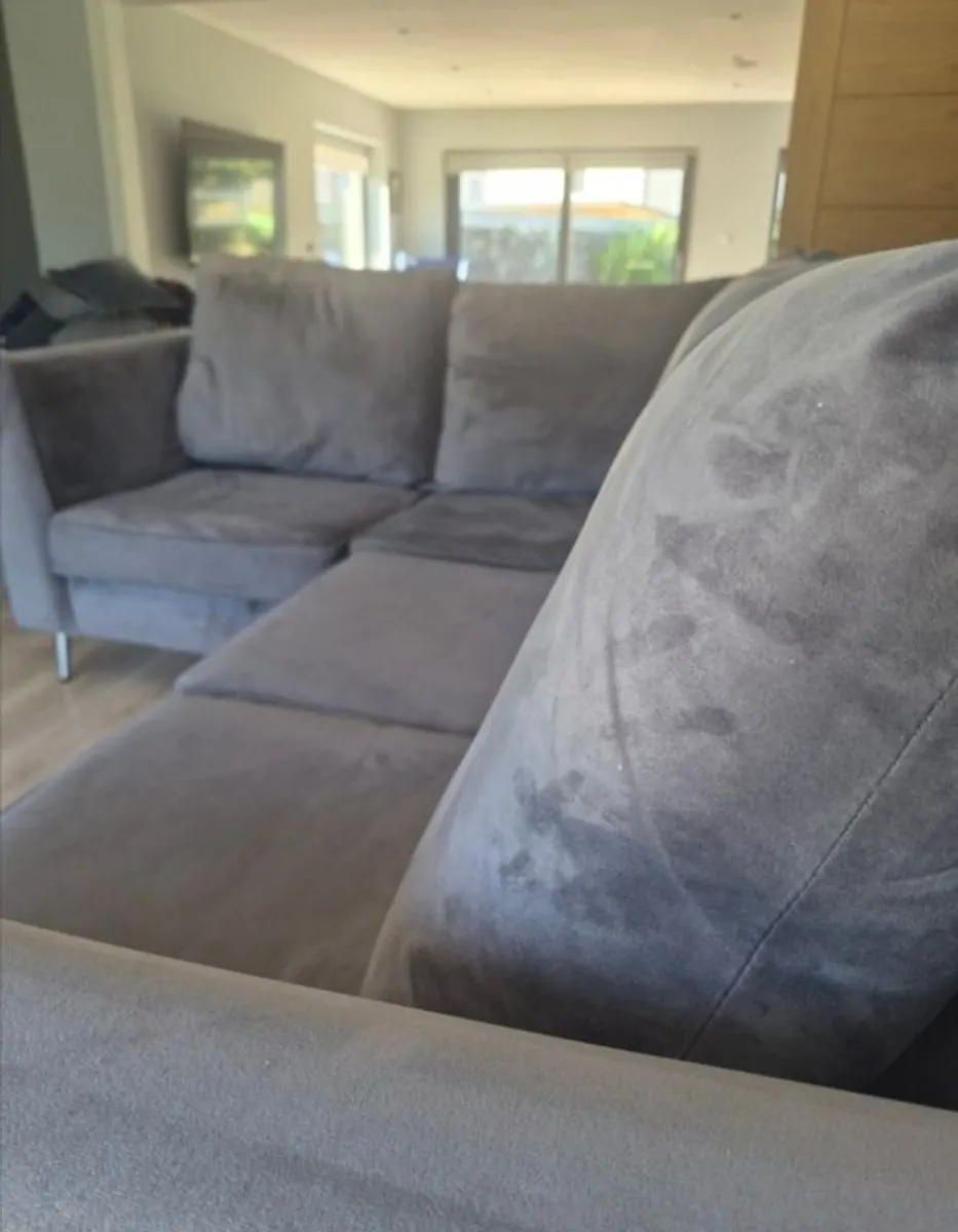 Modern Grey Velvet Corner L-Shape Sofa - Image 2