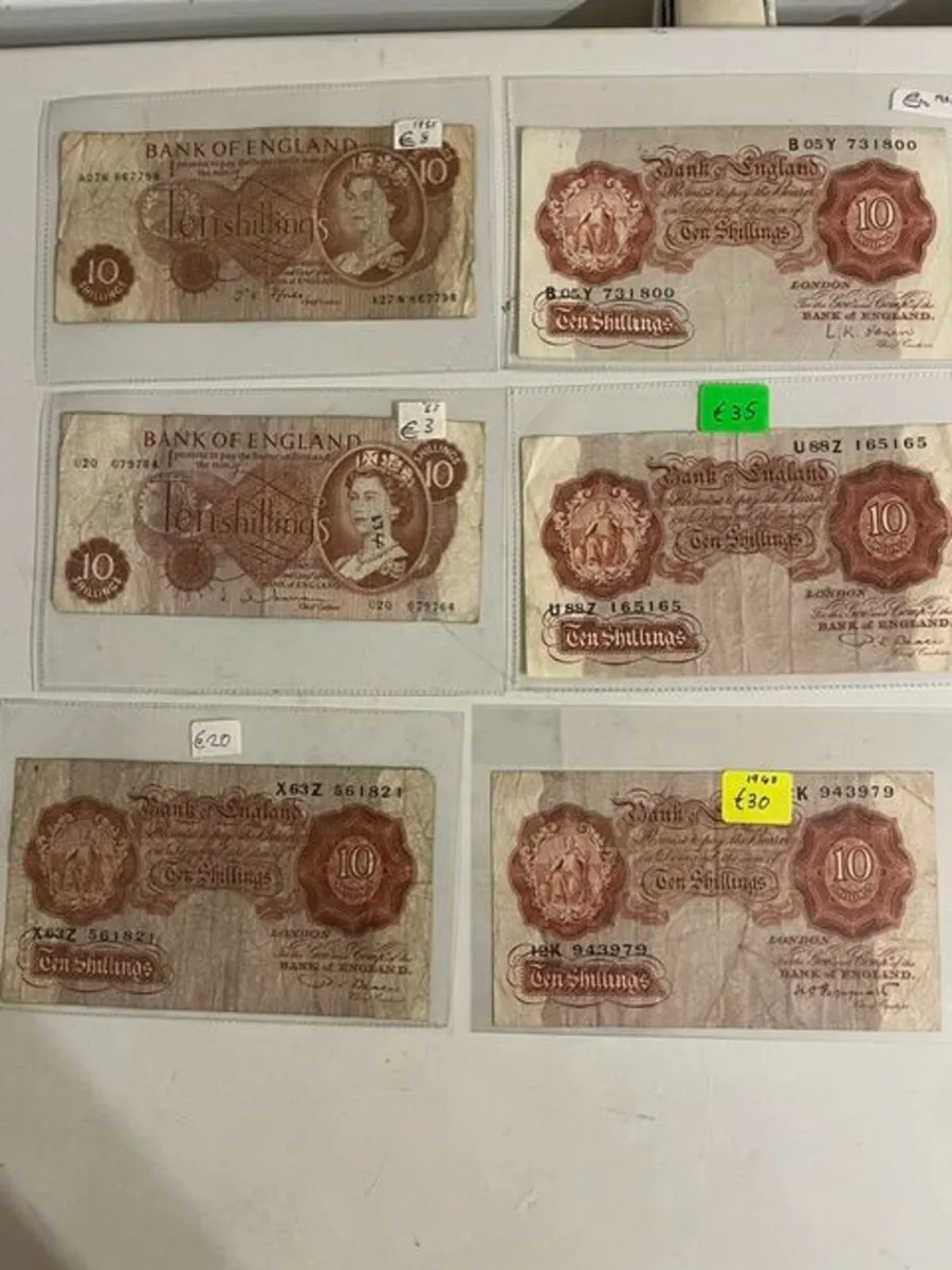 Bank of England Ten Shillings Notes - Red - Image 1