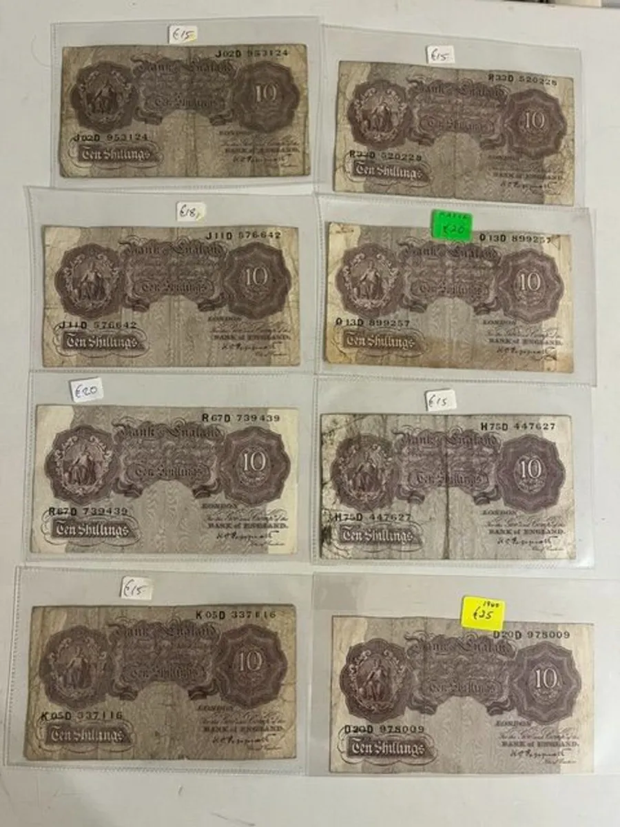 Bank of England Ten Shillings Notes - Mauve - Image 1