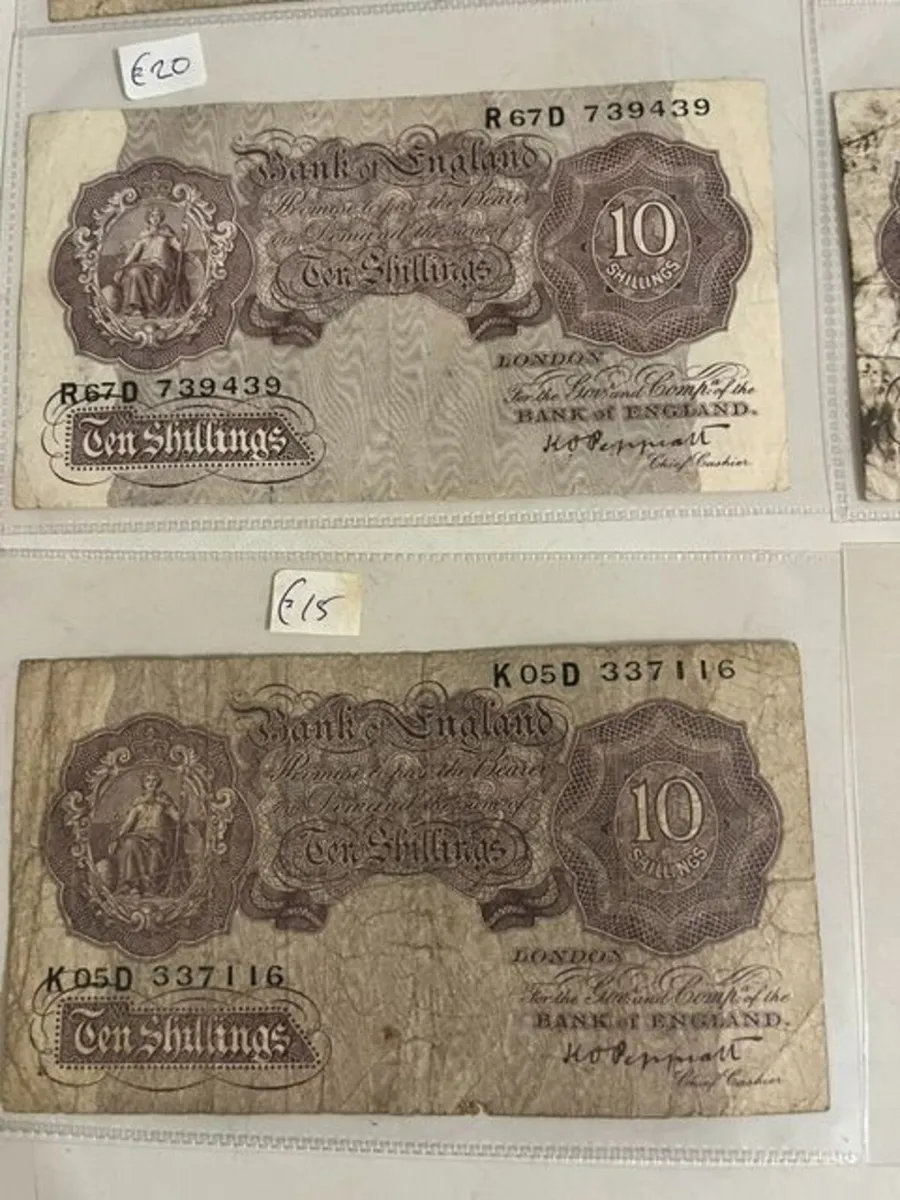 Bank of England Ten Shillings Notes - Mauve - Image 3