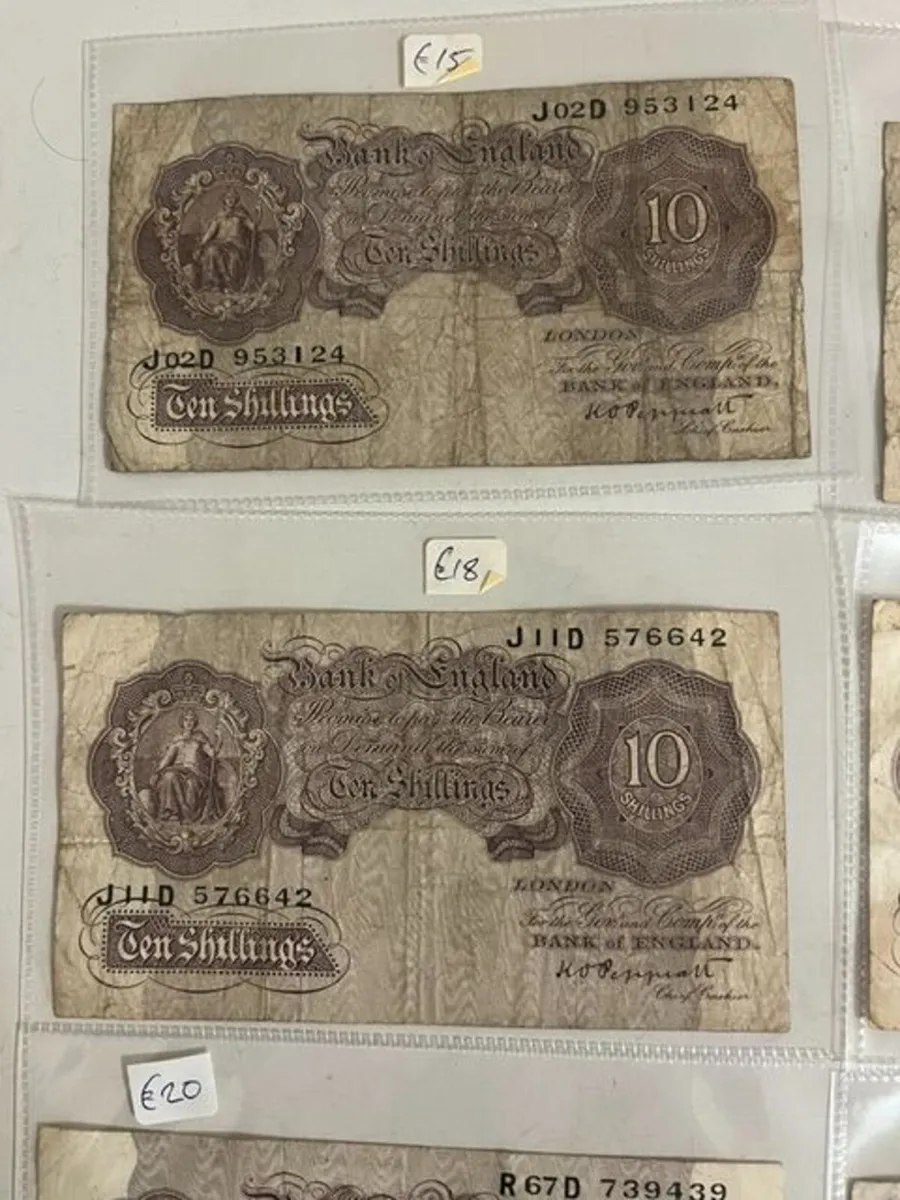 Bank of England Ten Shillings Notes - Mauve - Image 2