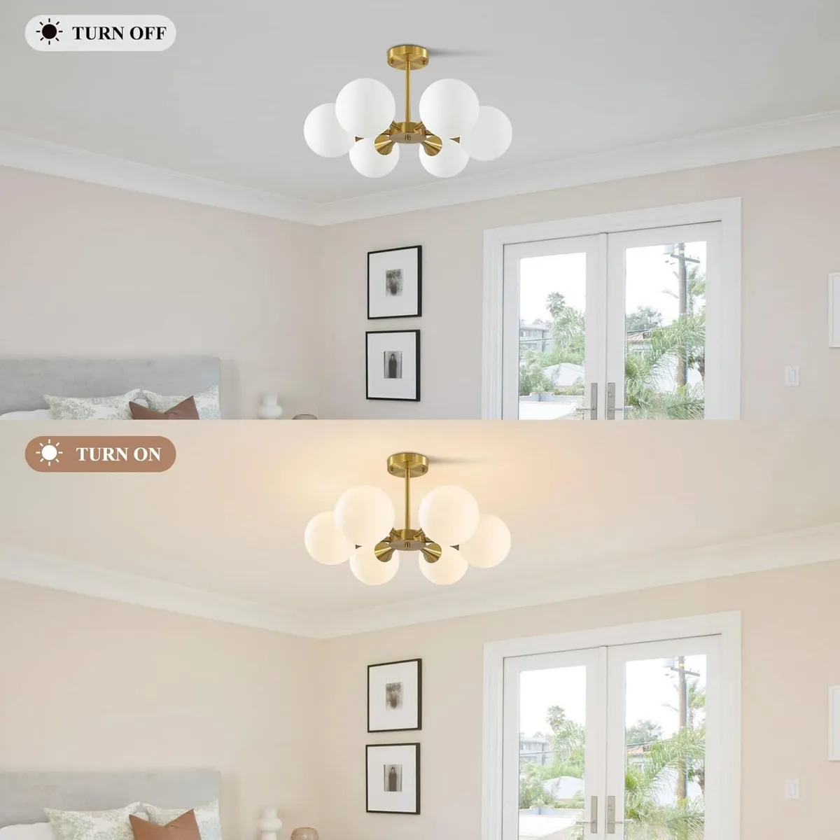Lighting Sputnik Ceiling Light 6-Lights E27 Milk - Image 4