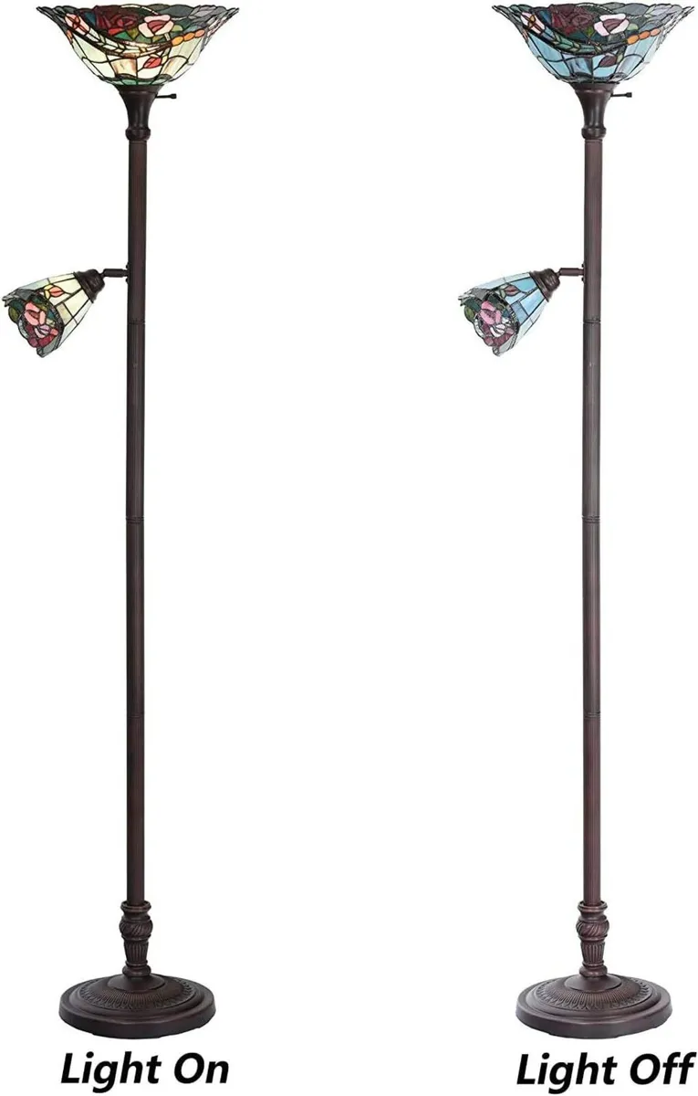 Rose Flower Tiffany Style Stained Glass Torchiere - Image 3