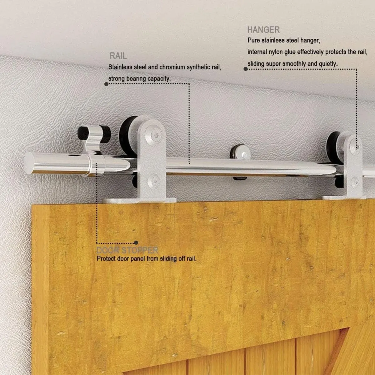 10FT Stainless Steel Sliding Barn Door Hardware - Image 4