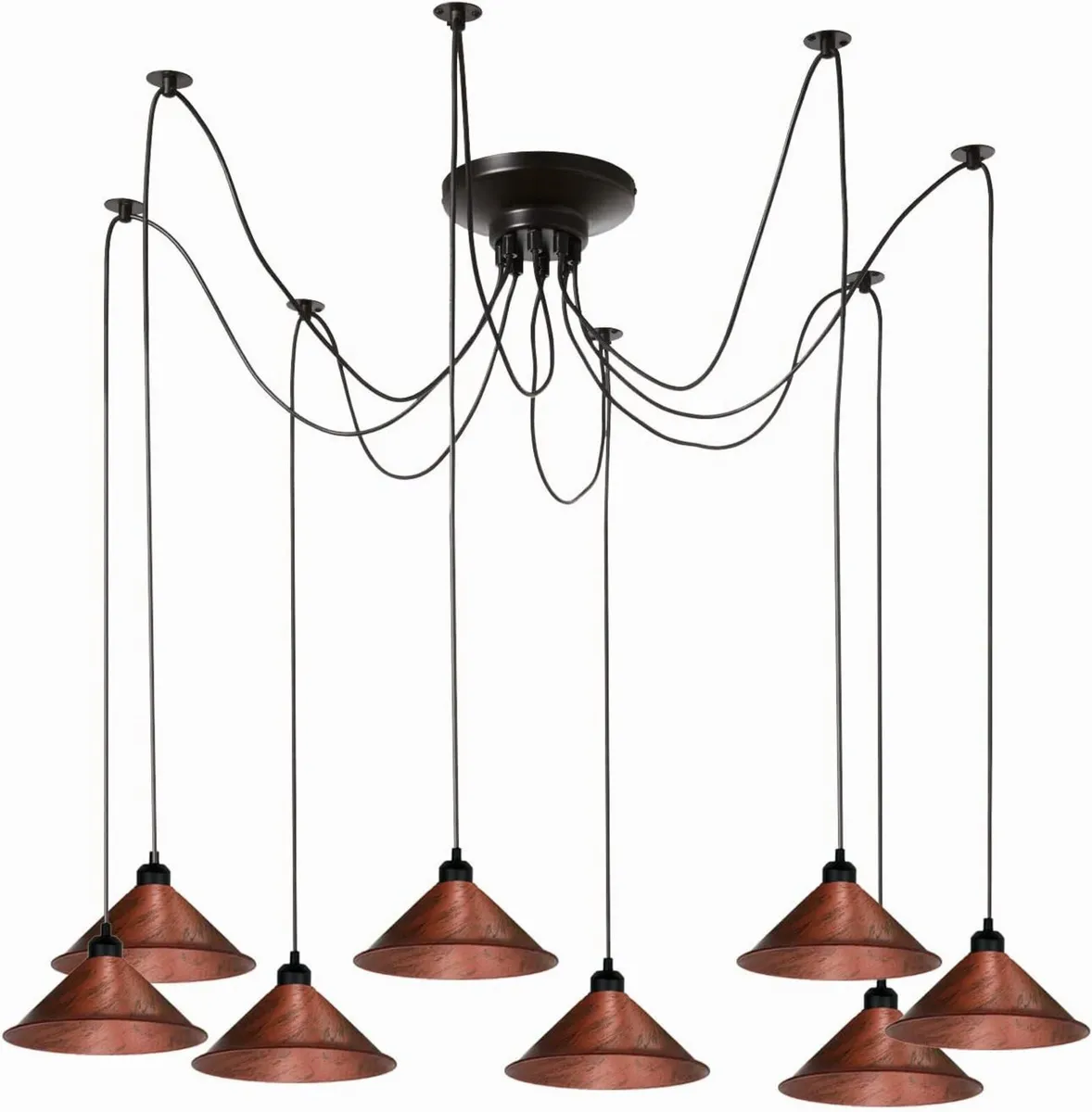 8 Heads Spider Pendant Light Industrial Metal Cone - Image 1