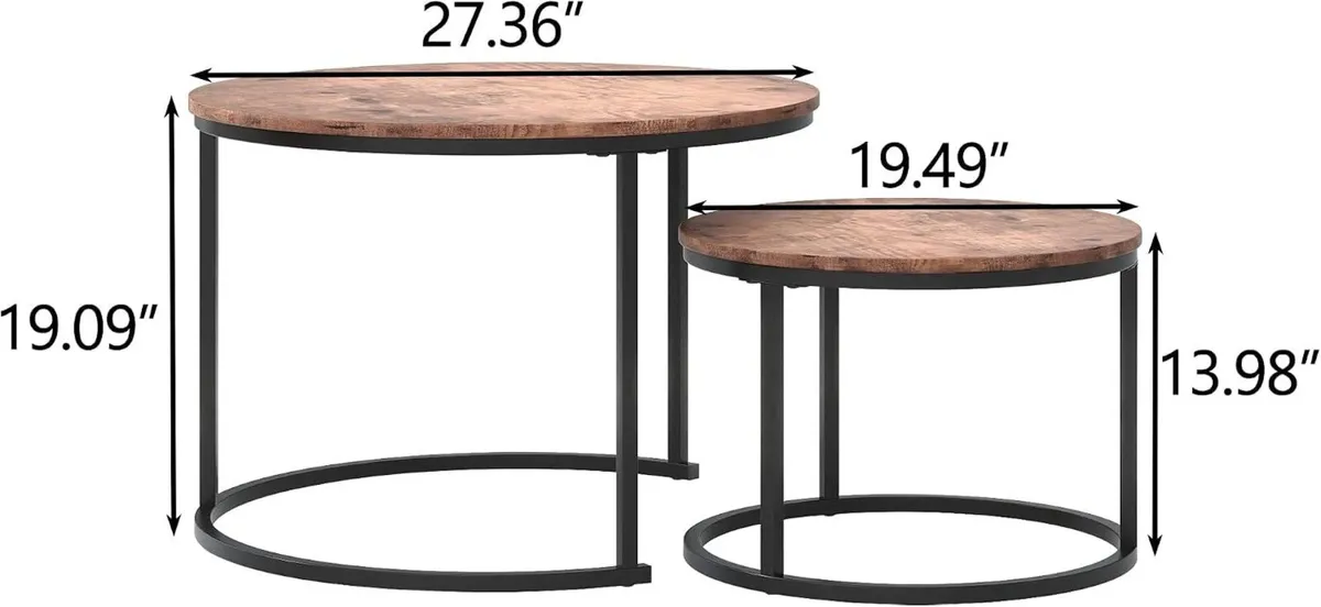 Round Nesting Coffee Table for Living Room (Set - Image 3