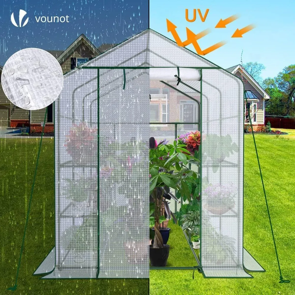 Walk in Greenhouse with Shelves Roll Up Zip - Image 4