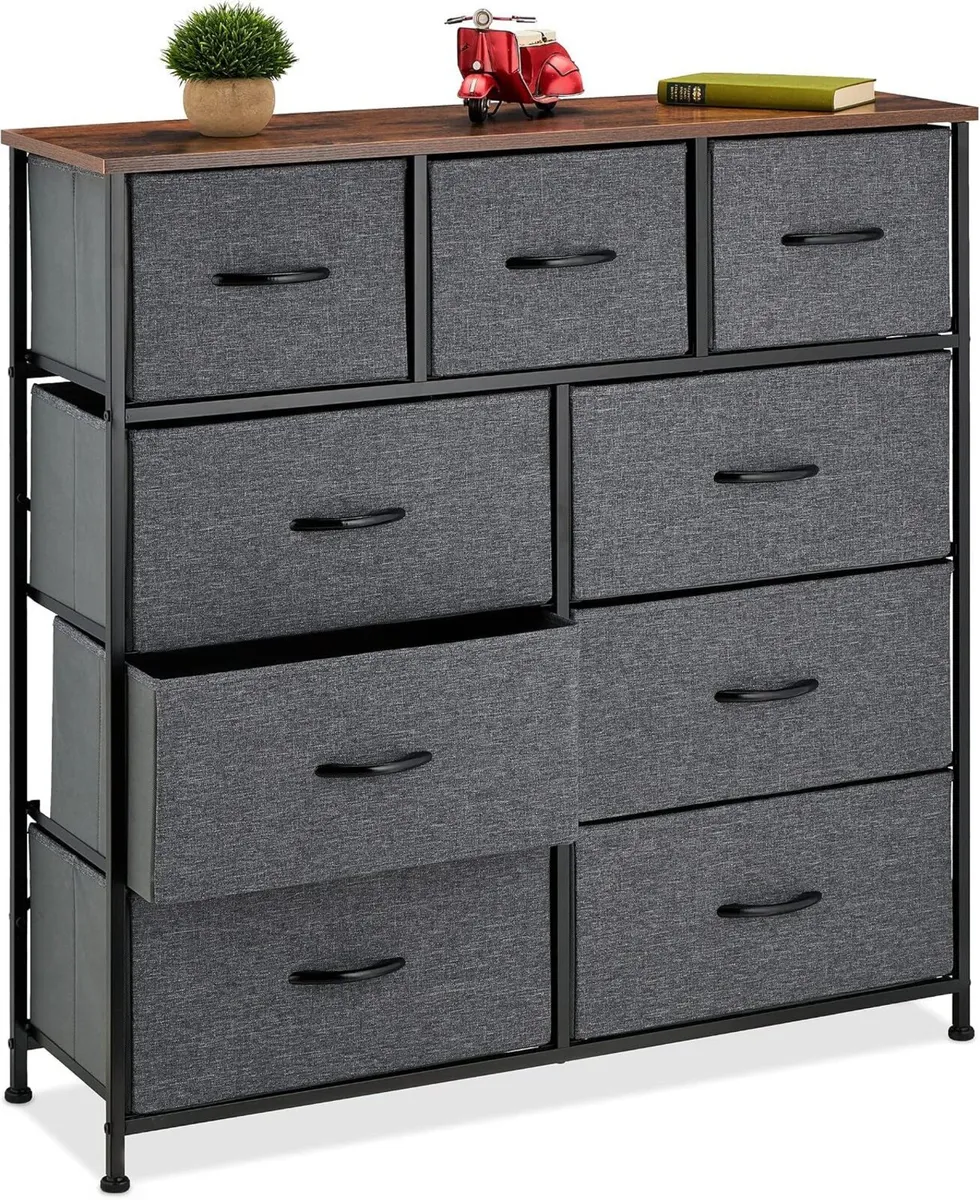 Chest of Drawers Metal 9 Fabric Compartments Shelf - Image 1