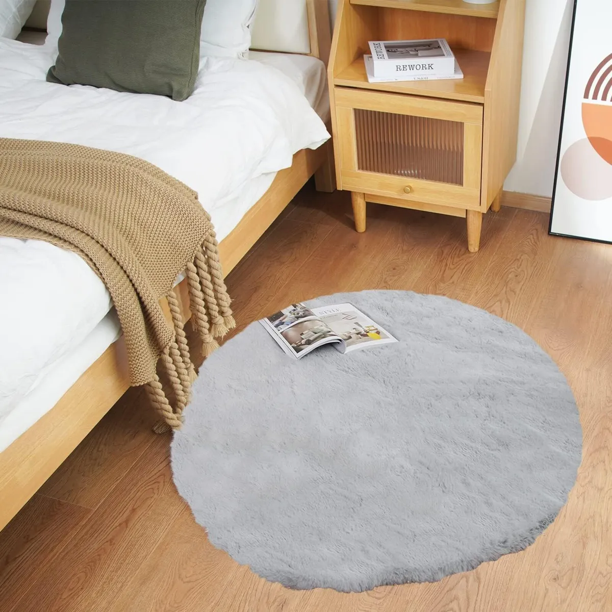Faux Rabbit Fur Round Rug 3FT Rugs - Image 1