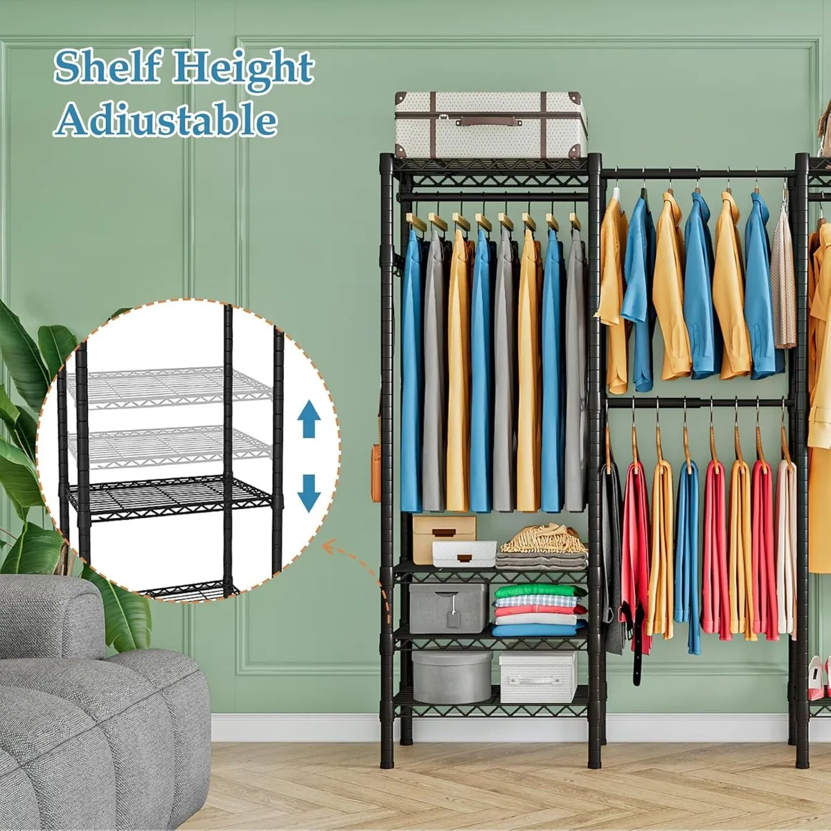 Clothes Rail Rack Length 70.2-88.2 Inch - Image 4