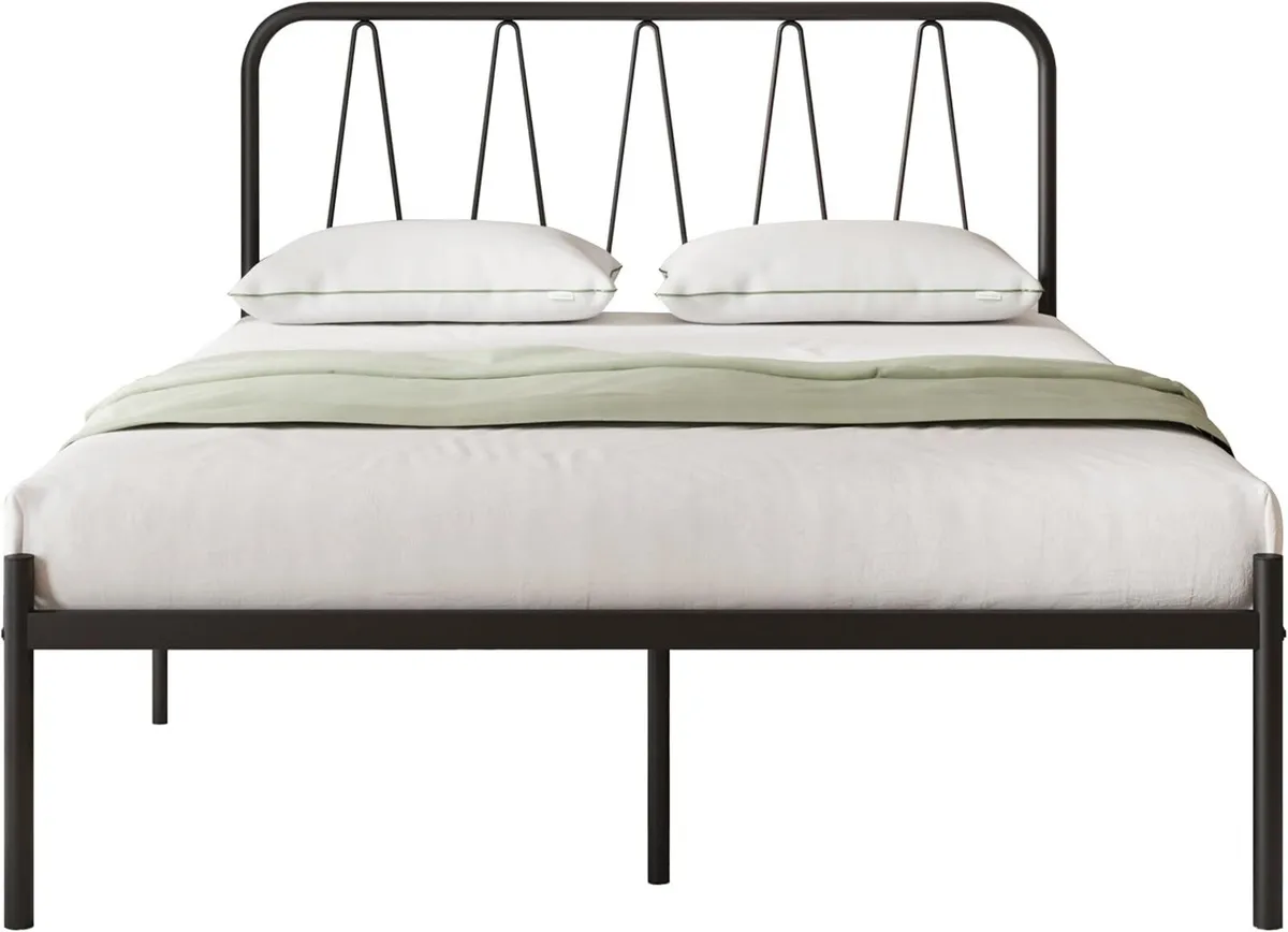 Metal Bed Frame Platform with Headboard Steel - Image 1