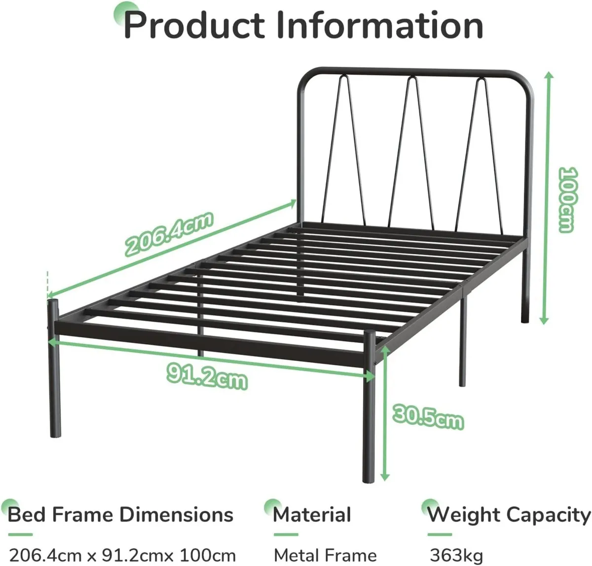 Metal Bed Frame Platform with Headboard Steel - Image 3