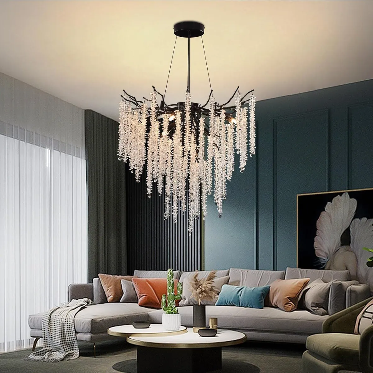 Modern Tree Branch Crystal Chandelier 23.6" - Image 3
