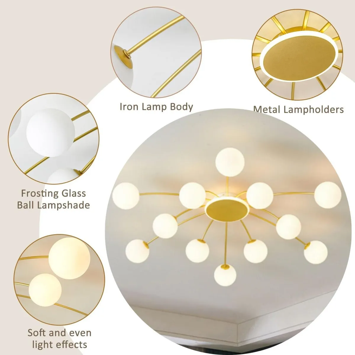 12 Lights Sputnik Chandelier Ceiling Light - Image 2
