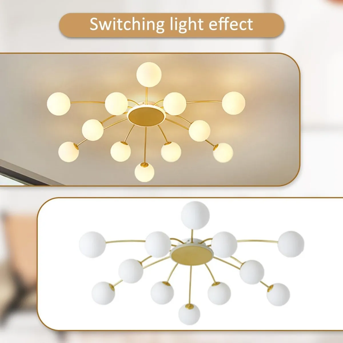 12 Lights Sputnik Chandelier Ceiling Light - Image 3