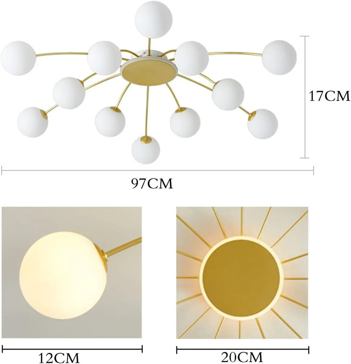 12 Lights Sputnik Chandelier Ceiling Light - Image 4
