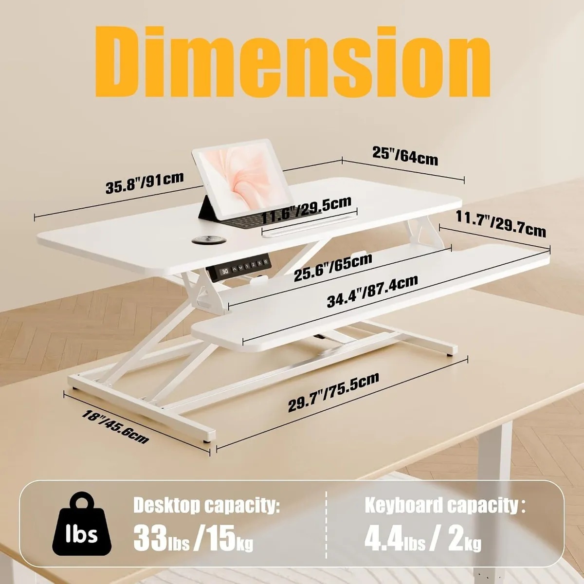 Electric Standing Desk Converter 36" 91CM - Image 2