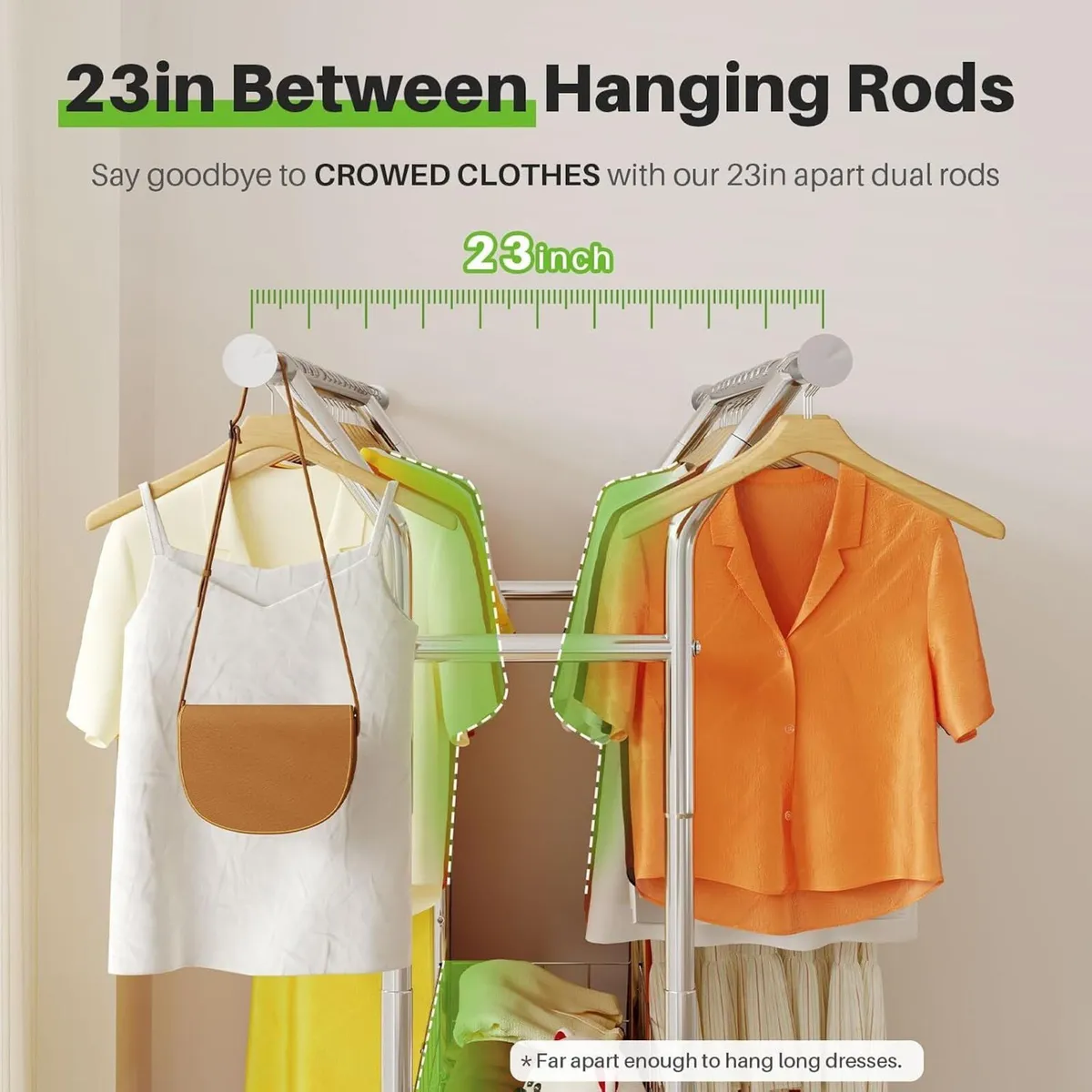Heavy Duty Double Rail Clothes Rack on Wheels - Image 3