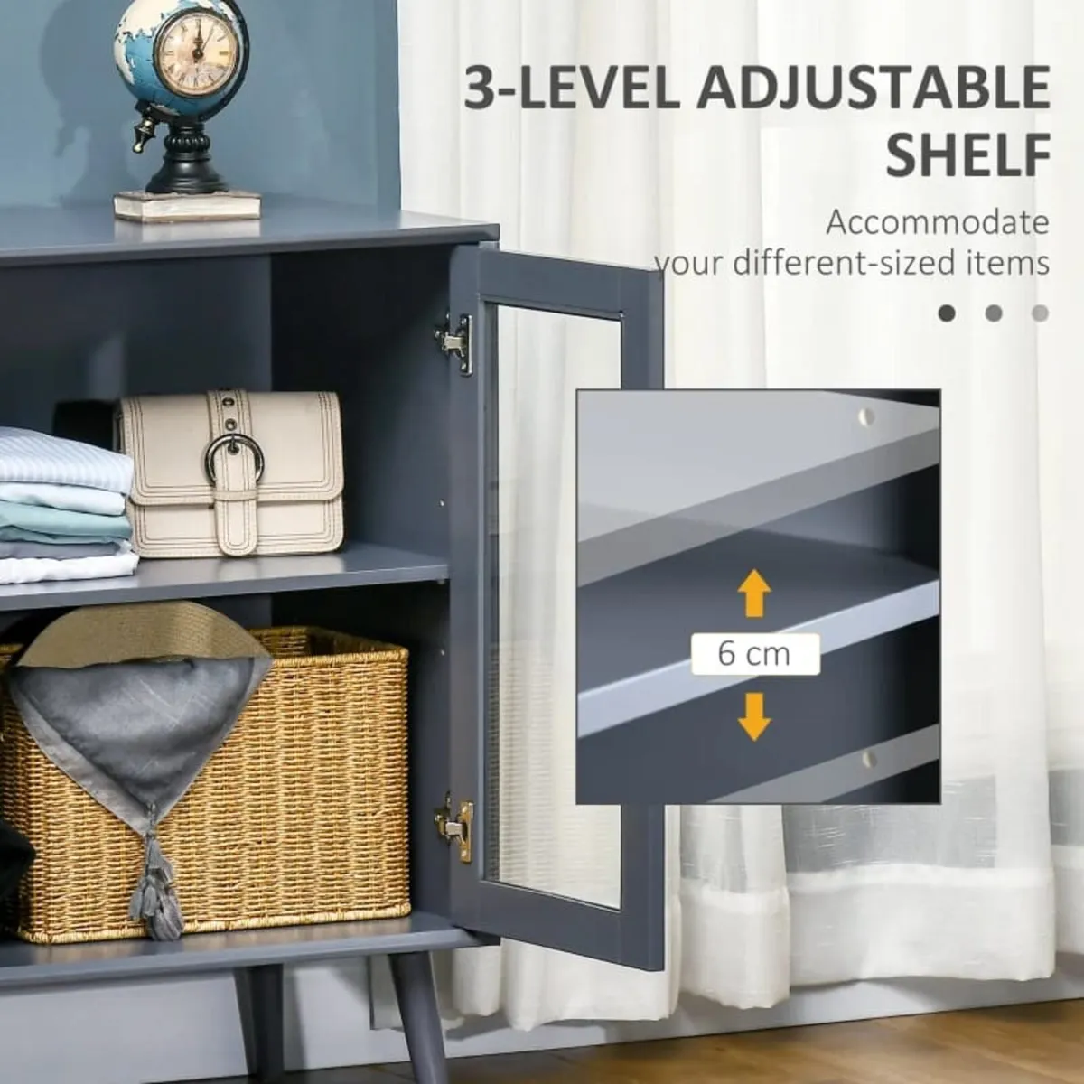 Sideboard Buffet, Storage Cabinet with Drawers, Op - Image 3