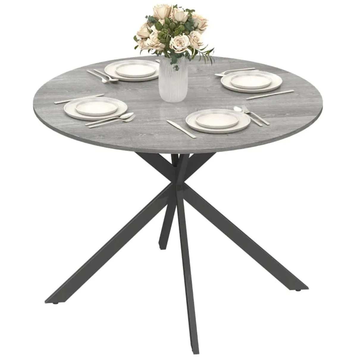 Round Dining Table for 4, Industrial-Style Kitchen - Image 1