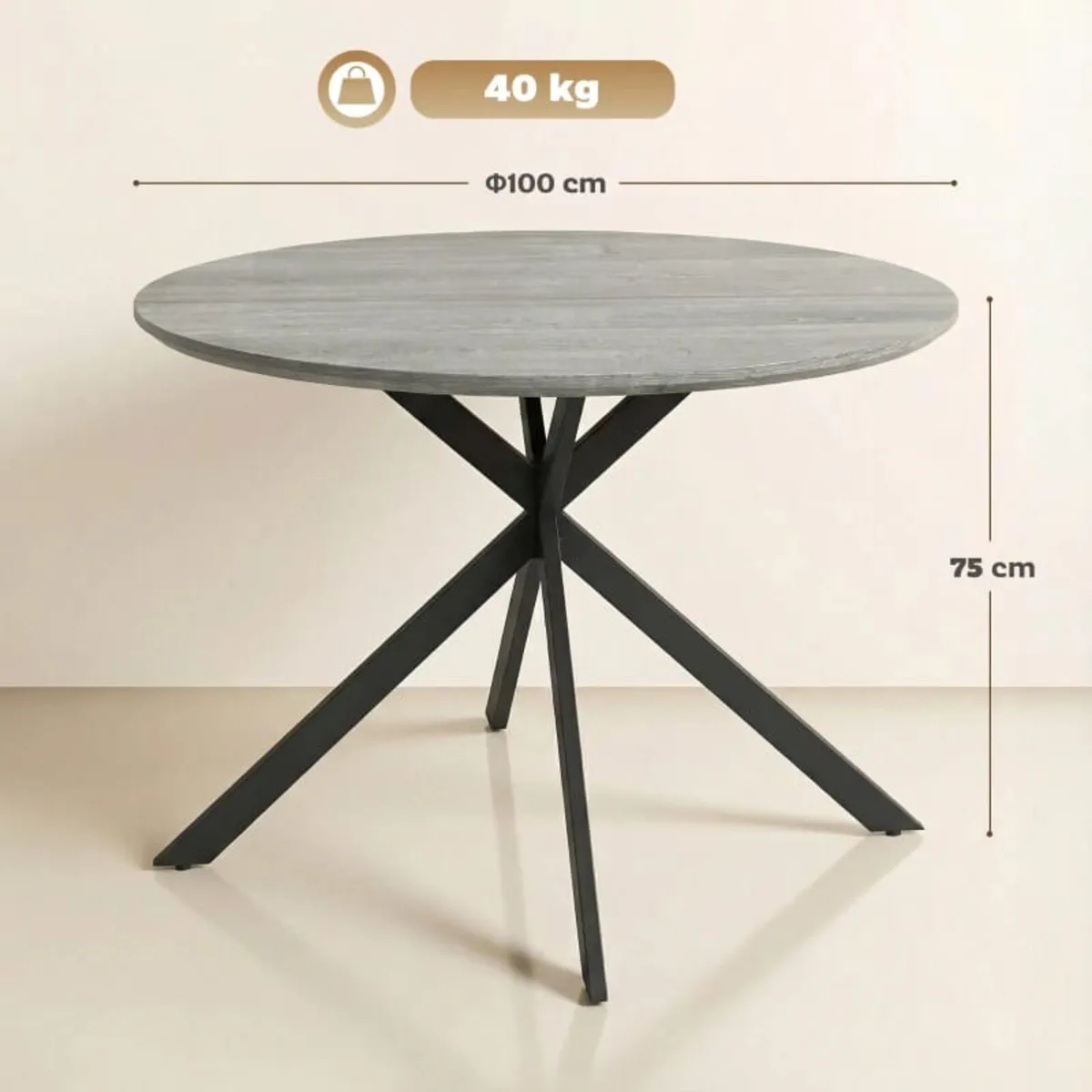 Round Dining Table for 4, Industrial-Style Kitchen - Image 3