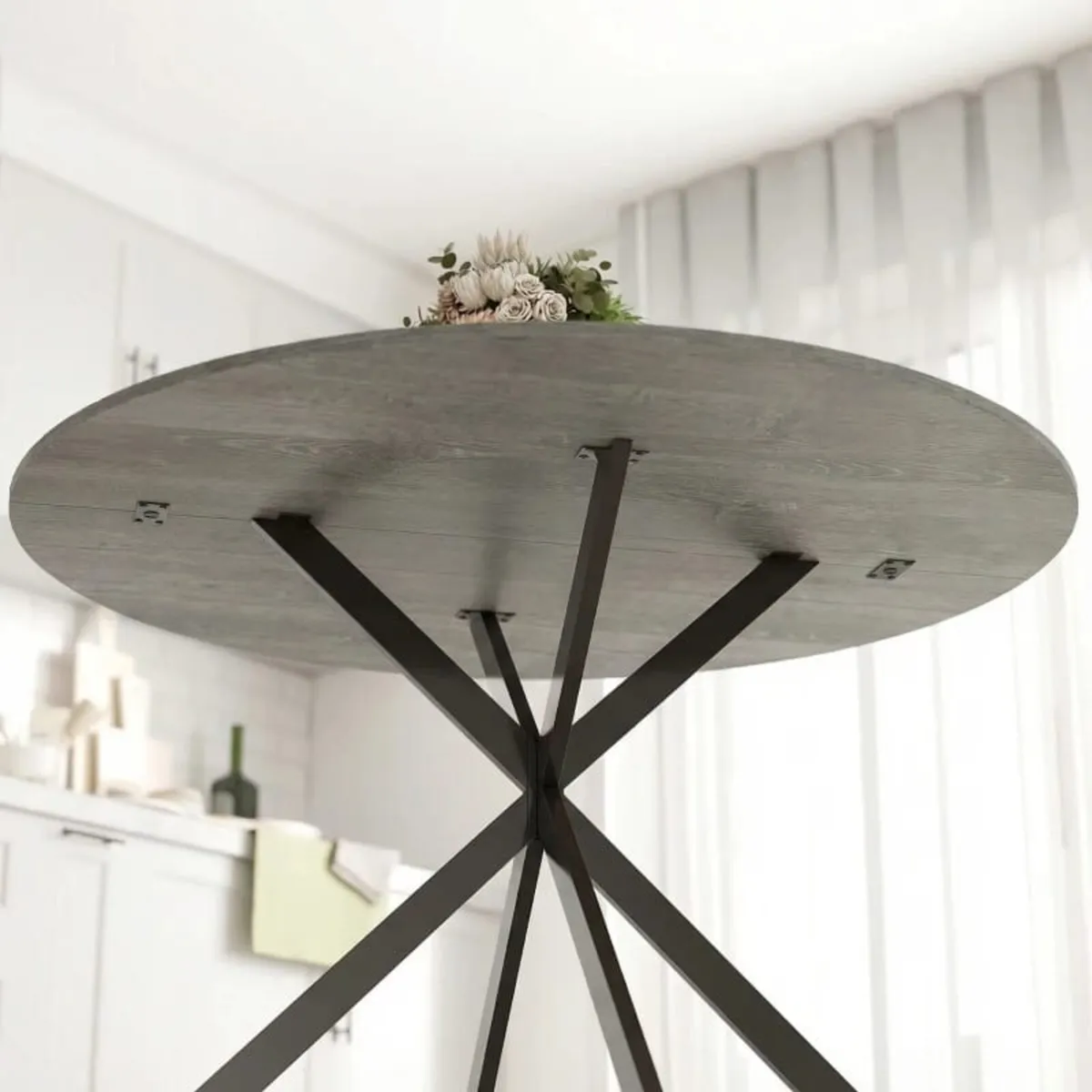 Round Dining Table for 4, Industrial-Style Kitchen - Image 4