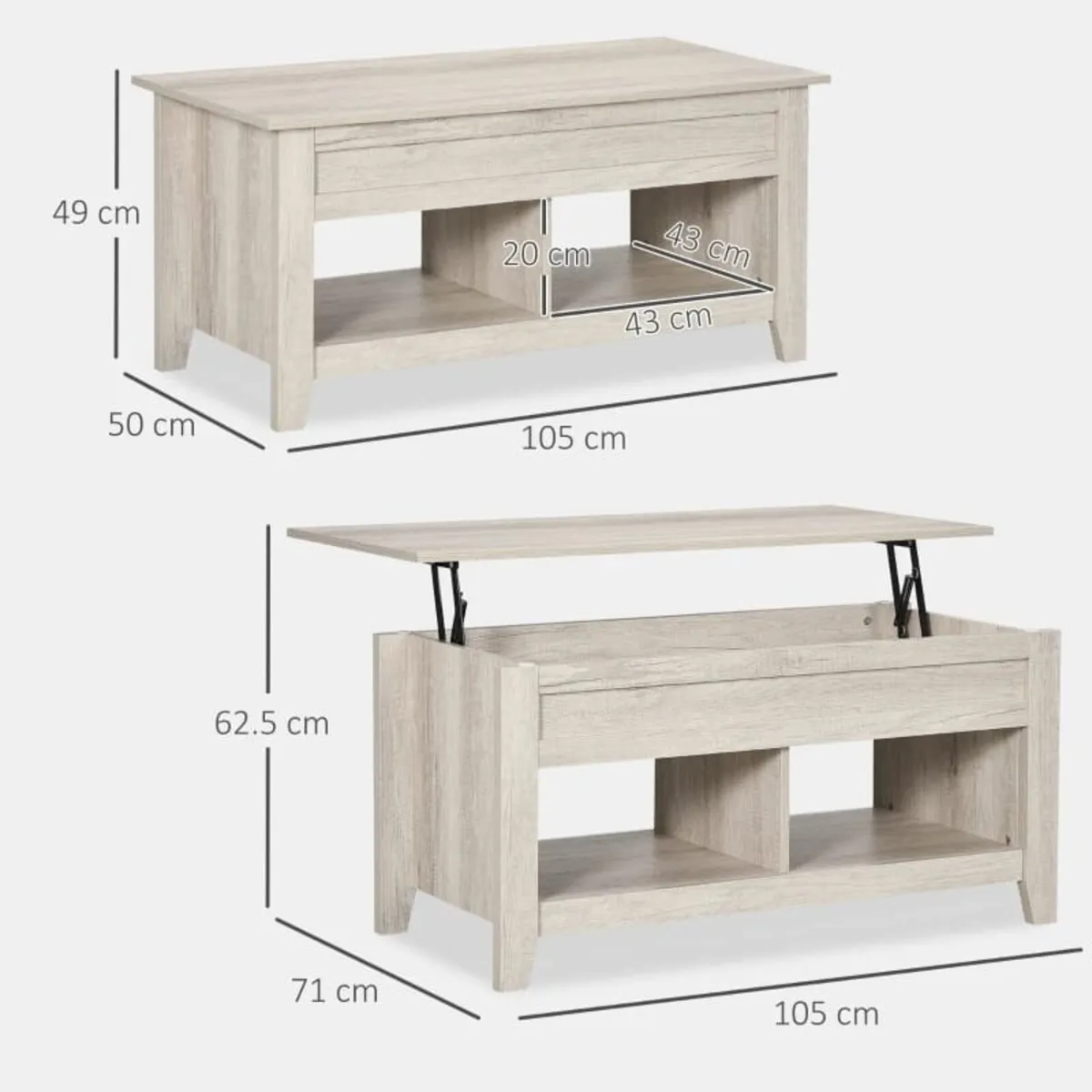 Lift Top Coffee Table w/ Hidden Storage Compartmen - Image 2