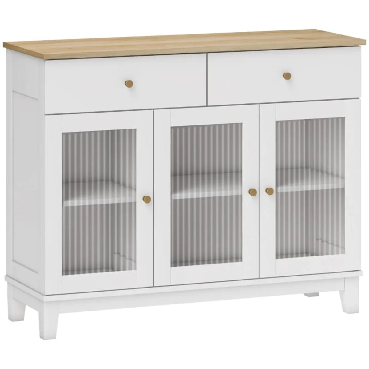 Sideboard with 2 ribbed tempered glass doors, 2 dr - Image 2