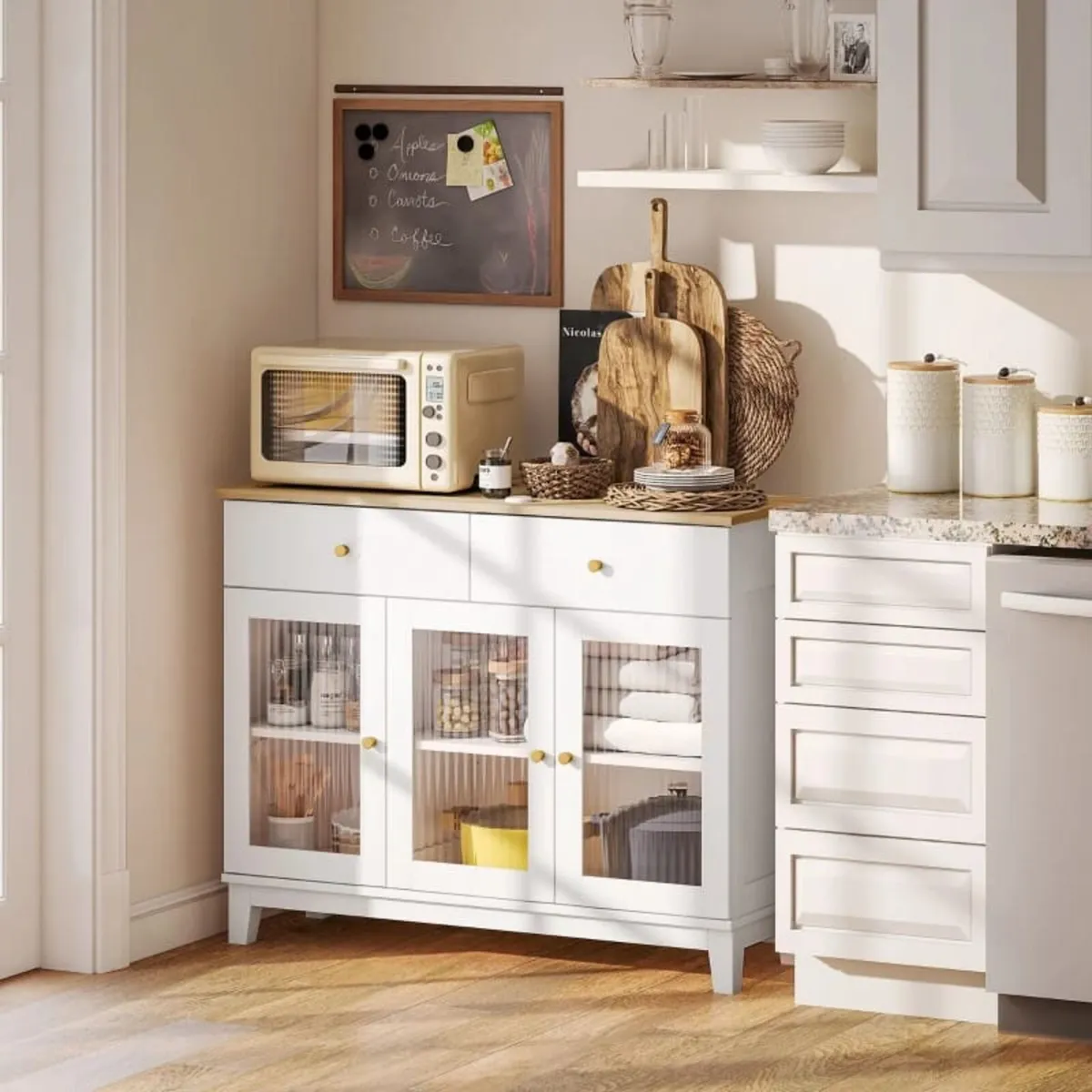 Sideboard with 2 ribbed tempered glass doors, 2 dr - Image 4