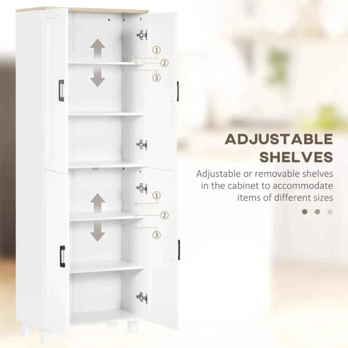 Kitchen Cupboard, 4-Door Storage Cabinet Organizer - Image 2