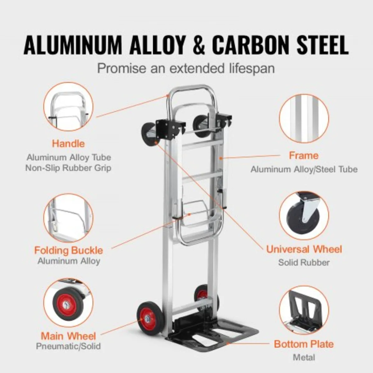 Aluminum Hand Truck, 2 in 1, 181.4 kg Load Capacit - Image 2