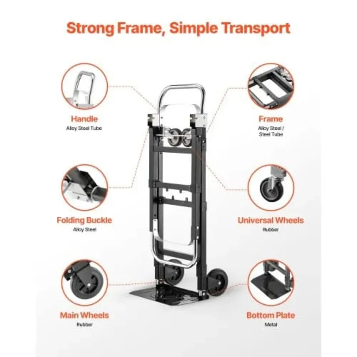 2 in 1 Folding Hand Truck, 226.9 kg Load Capacity - Image 2