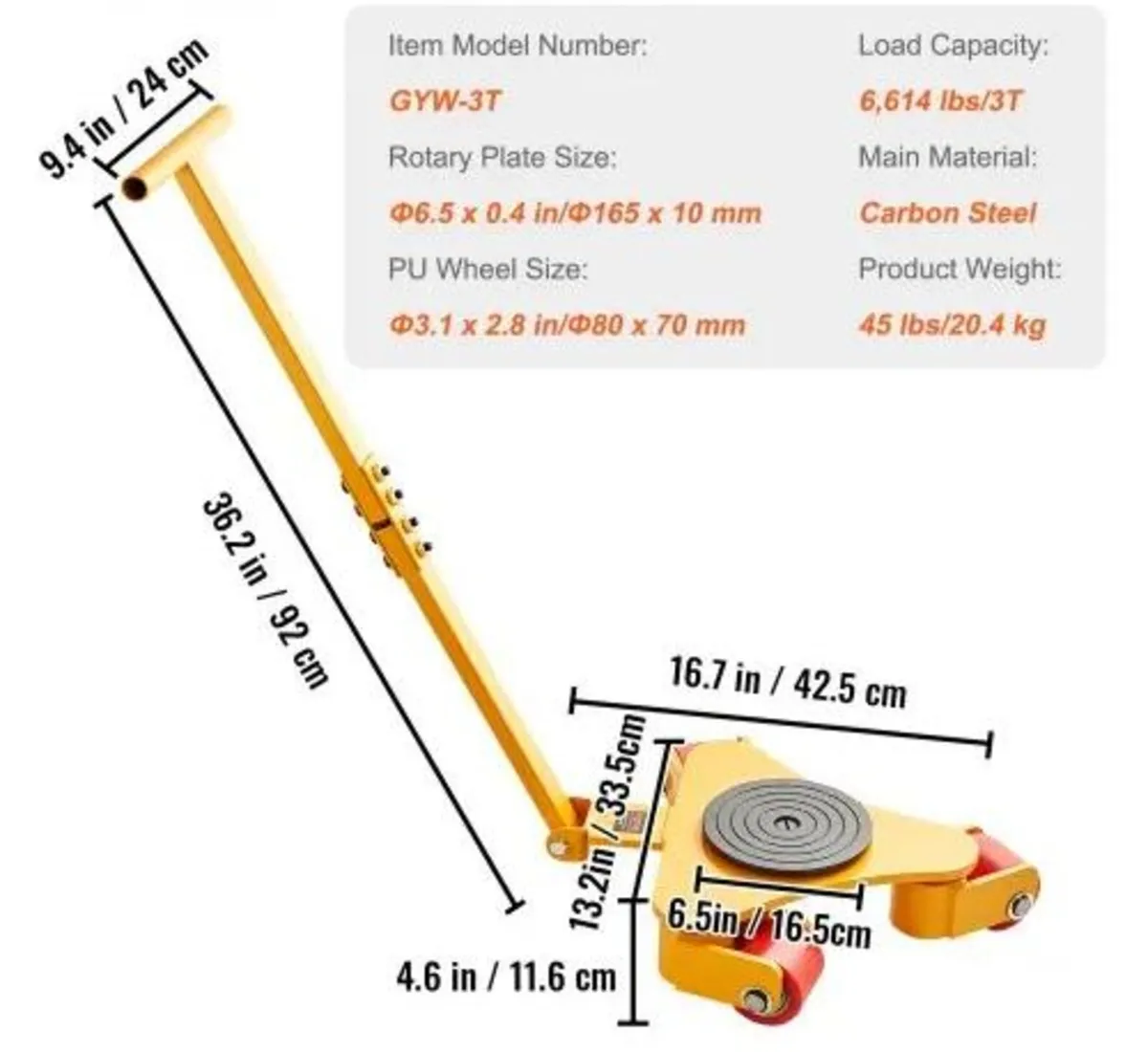Machinery Skate Dolly, 6614 LBS/3T Industrial Mach - Image 4