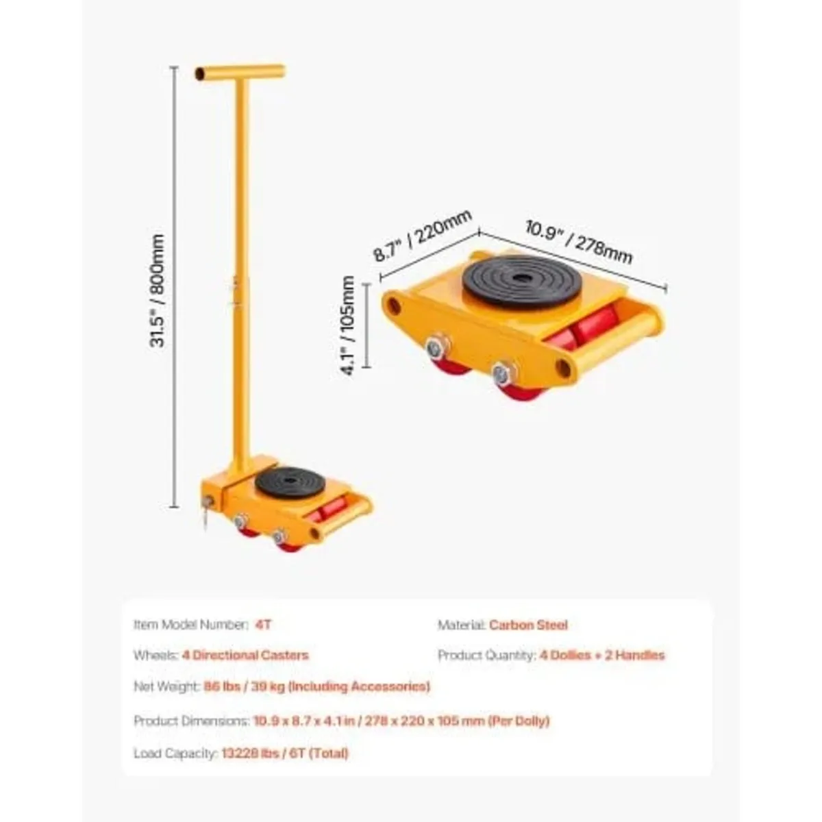 Machine Skate, 6T Machinery Skate Dolly, 13228 lbs - Image 2