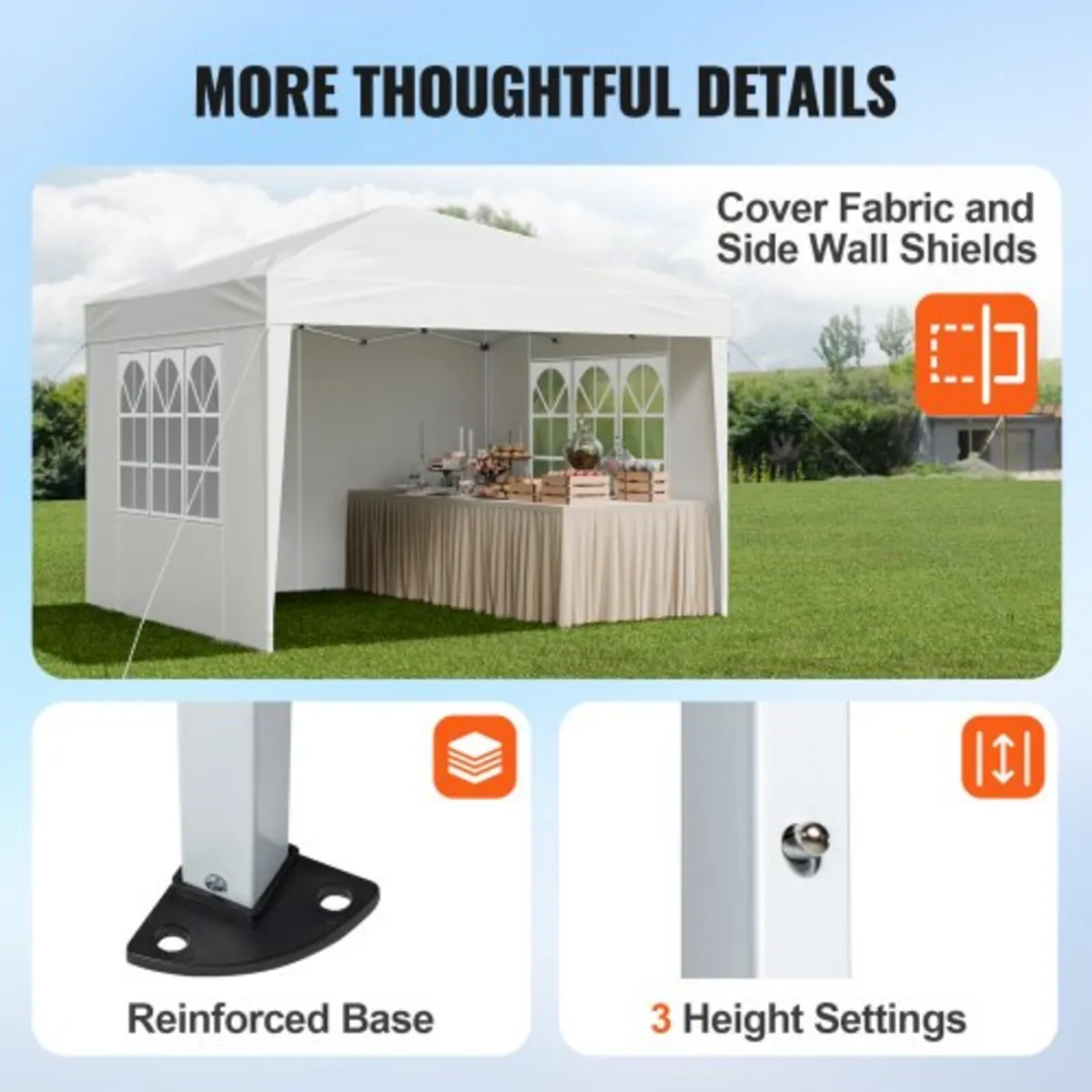 Pop Up Canopy, 2.95 x 2.95 m Instant Canopy Portab - Image 2