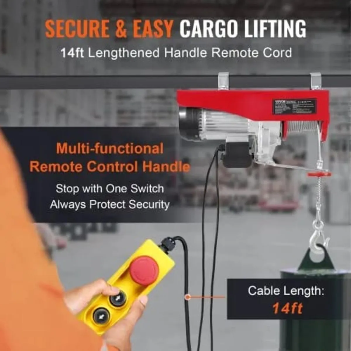 Electric Hoist Crane Winch 1197.5 kg with 426.7 cm - Image 3