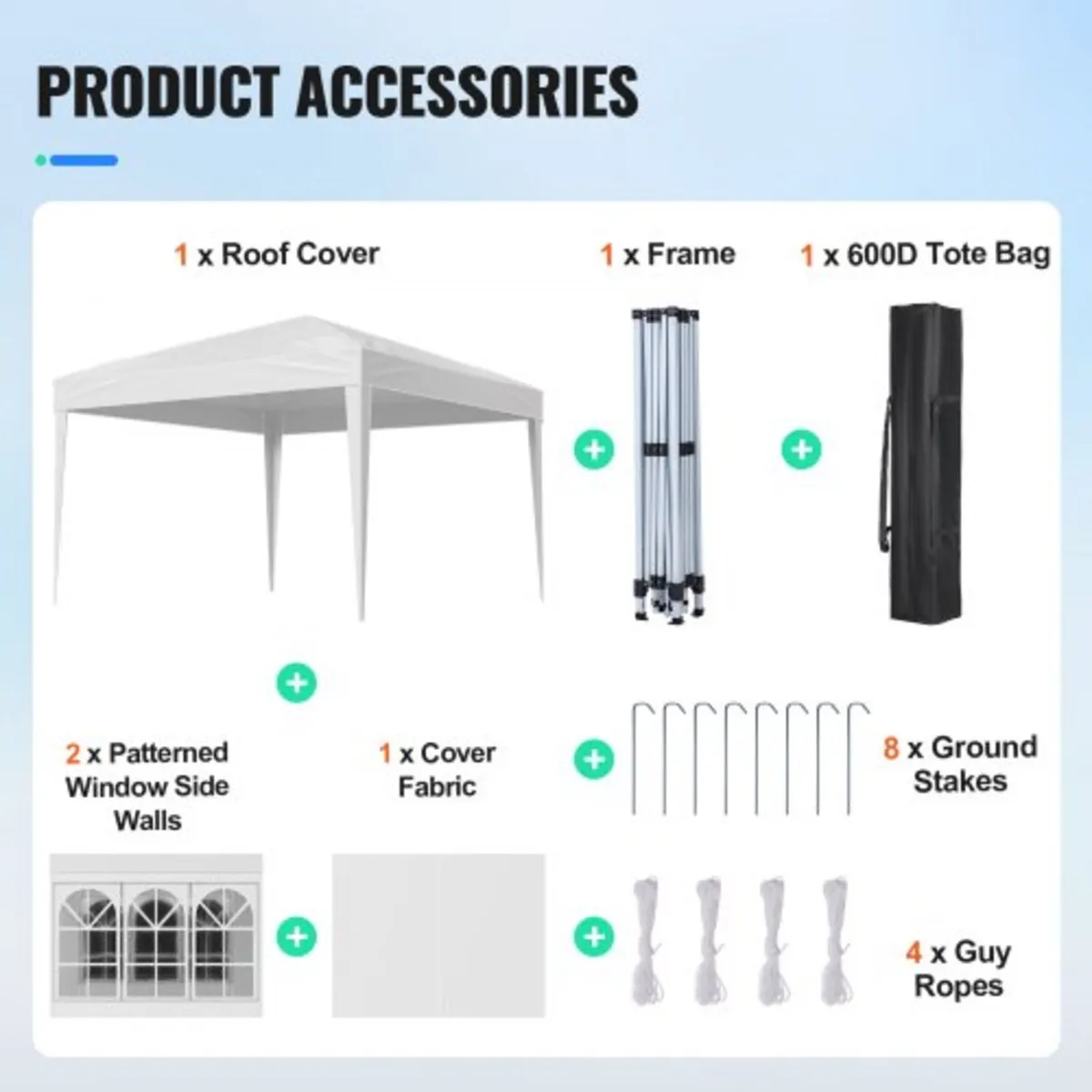 Pop Up Canopy, 2.95 x 2.95 m Instant Canopy Portab - Image 4