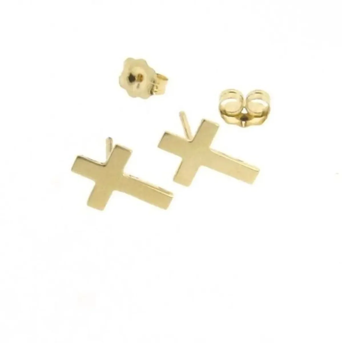 Vintage 9ct Gold Cross Stud Earrings – Pristine - Image 3