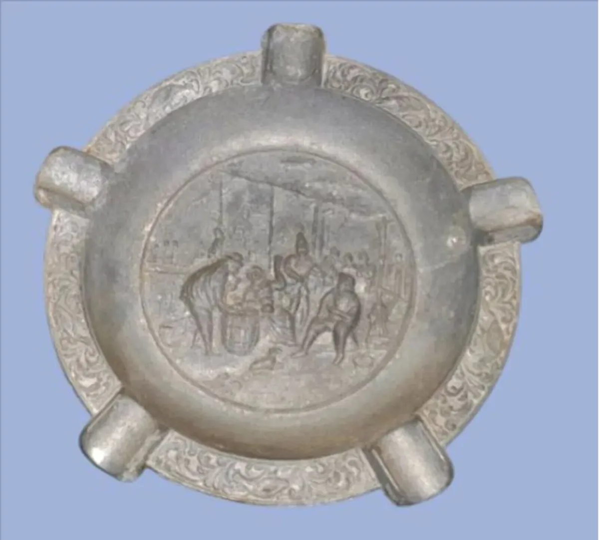 Vintage Heavy Cast Pewter 8" Ashtray - Image 2