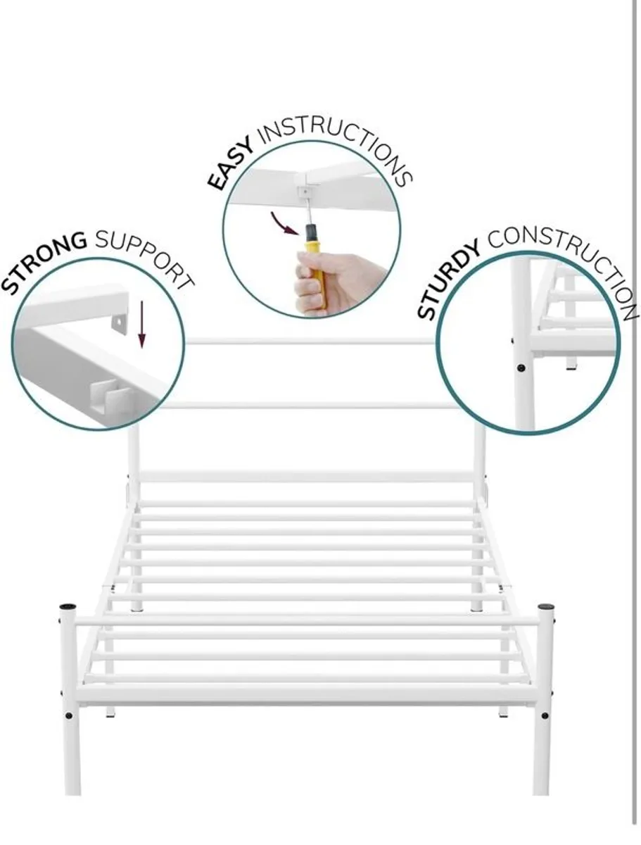 FREE White Metal Frame Single Bed, Unused Mattress & MORE - Image 2