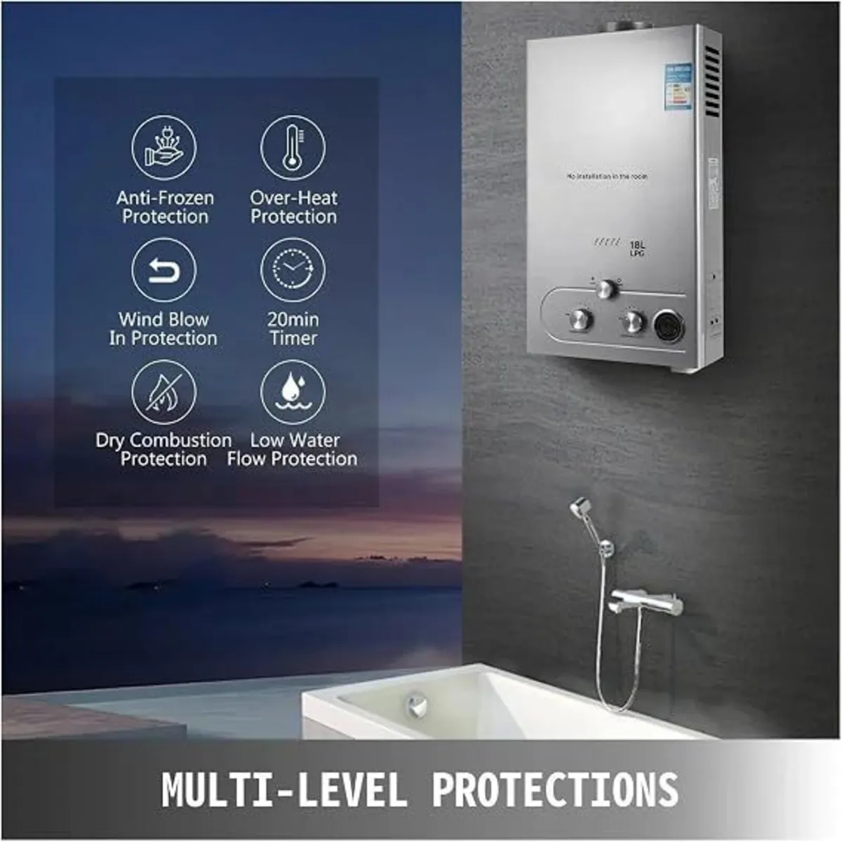 8L Propane Tankless Water Heater Instant Heat - Image 4