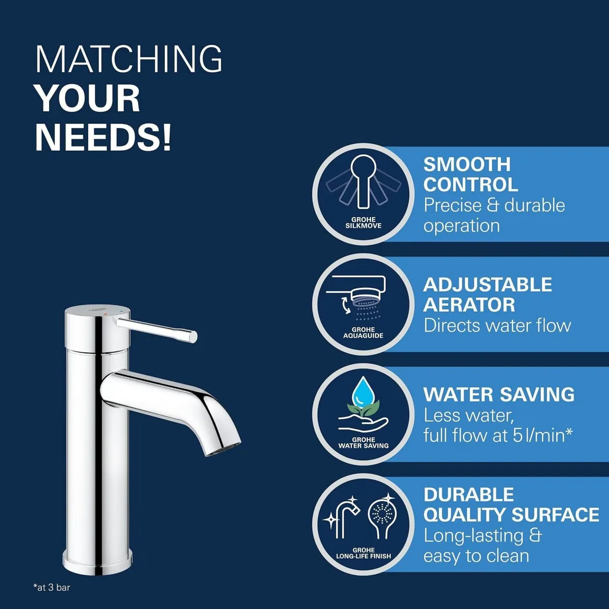 Essence Smooth Body Basin Mixer Tap Chrome - Image 3