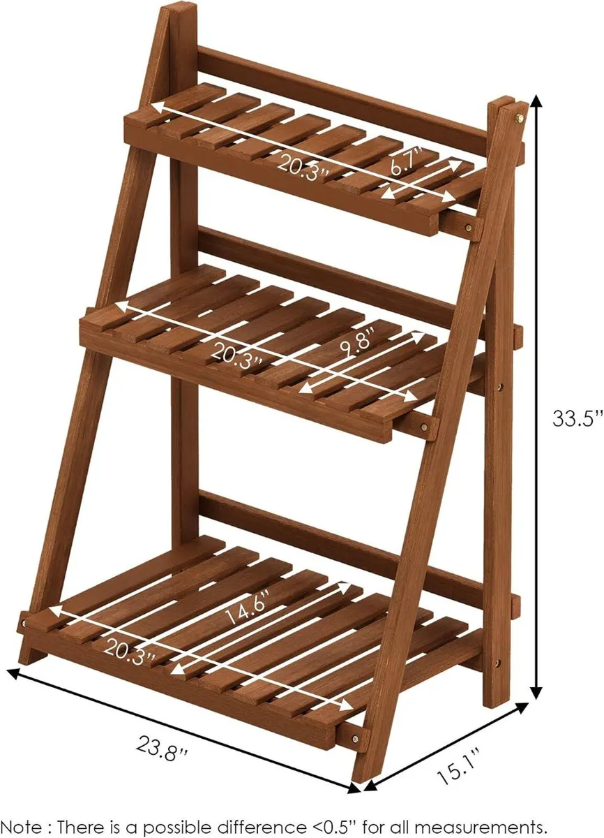 Plant Stand Outdoor 3-Tier Ladder Shelf Tiered - Image 2