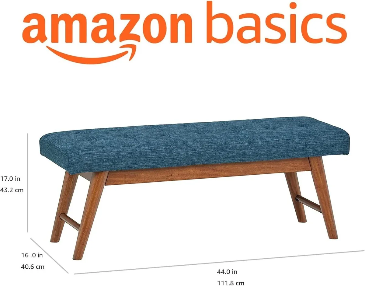 Modern Padded Upholstered Bench with Button - Image 3