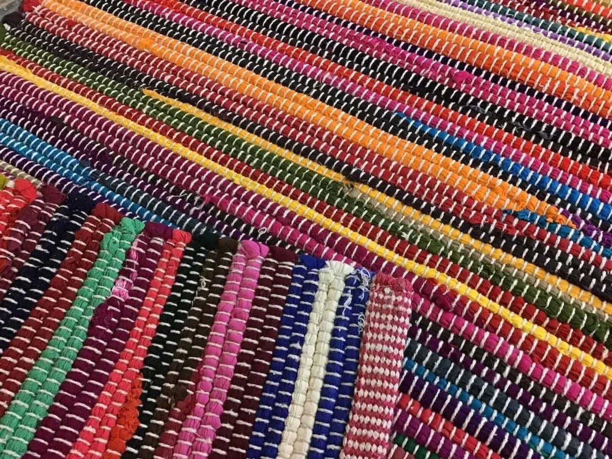 Small Runner Rainbow Eco Friendly Chindi Rag Rug - Image 4