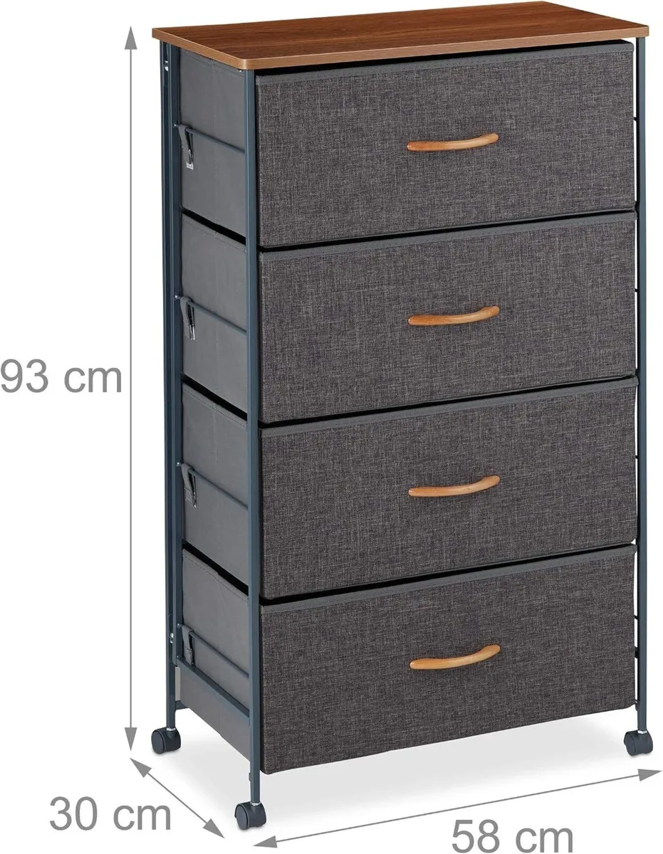 Chest of Drawers on Castors 4 Fabric Decor - Image 3