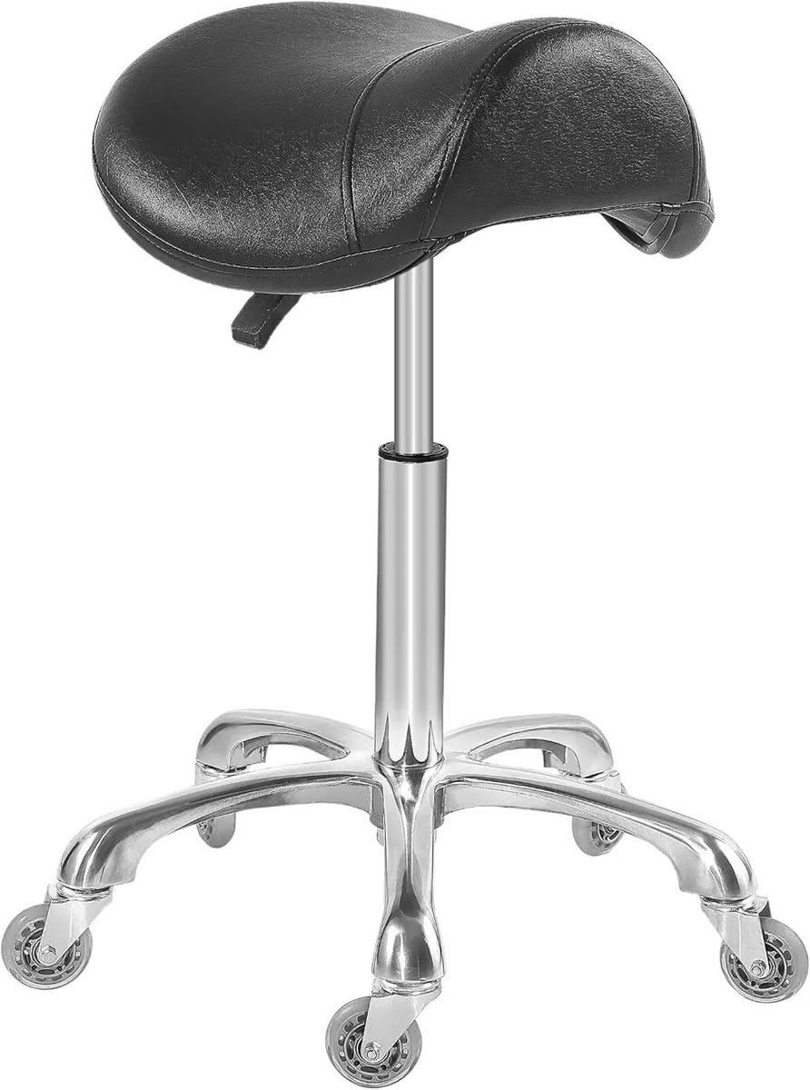 Ergonomic Saddle Stool Chair with Wheels - Image 1