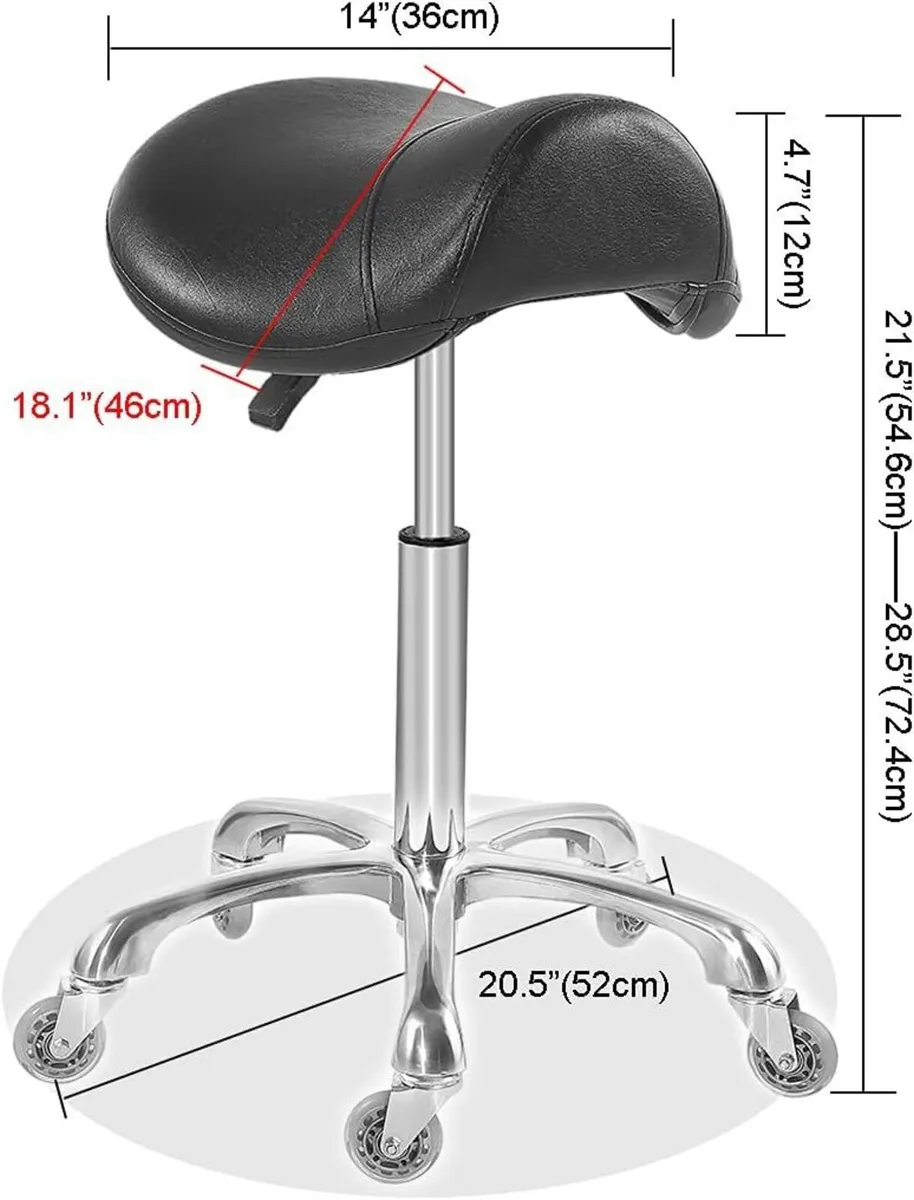 Ergonomic Saddle Stool Chair with Wheels - Image 3