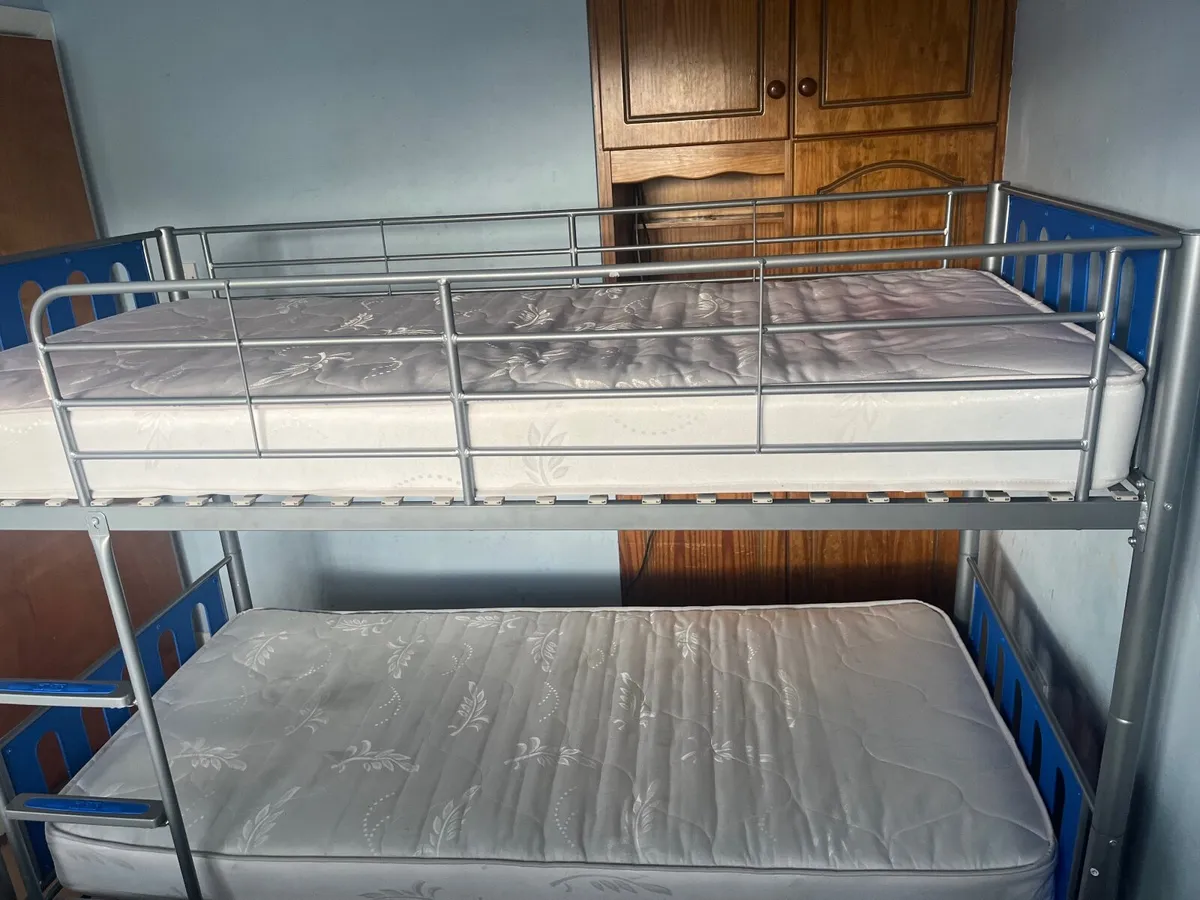 Metal Bunk Bed + 2 Mattresses - Image 1