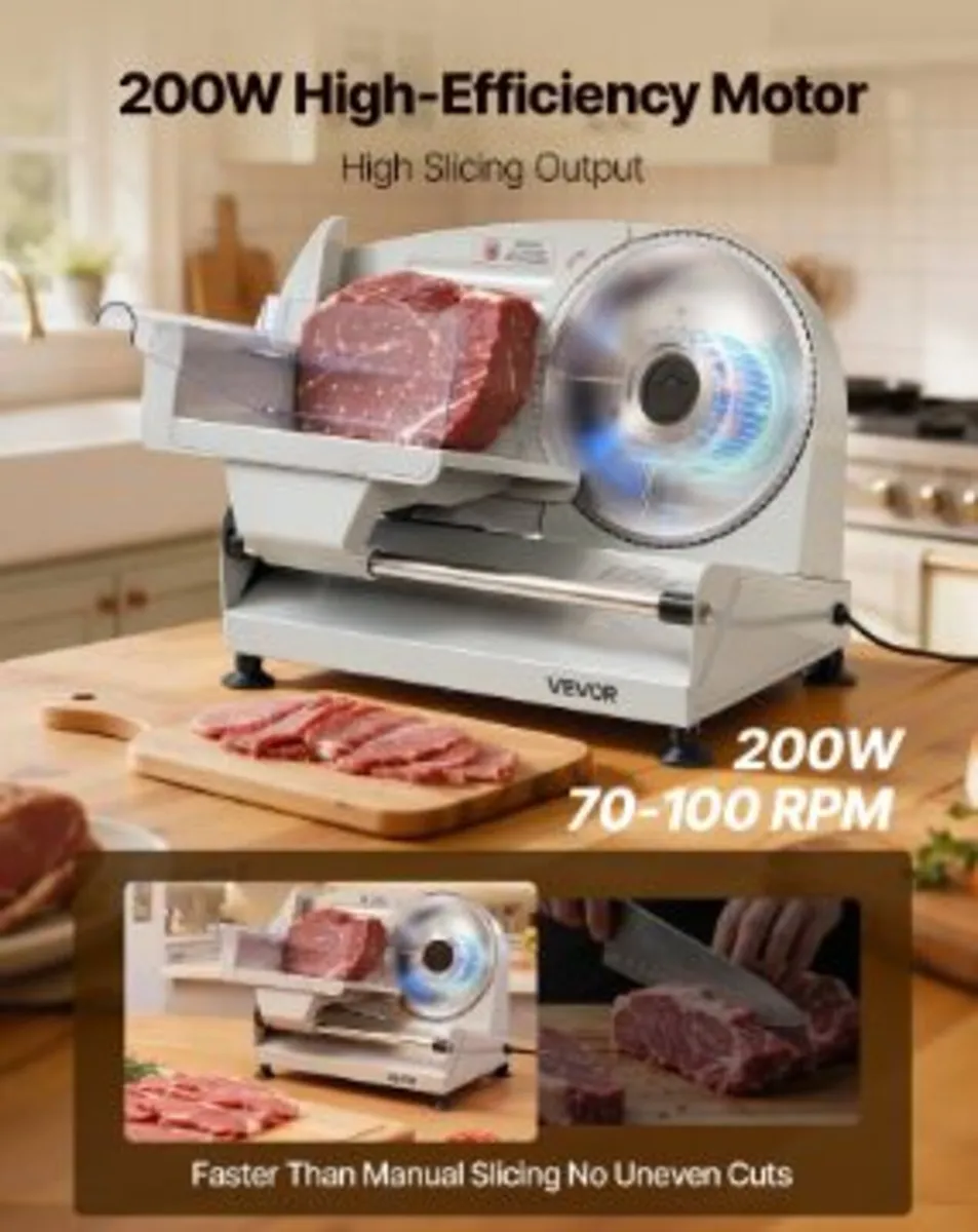 Meat Slicer, Electric Deli Slicer with 190mm - Image 2